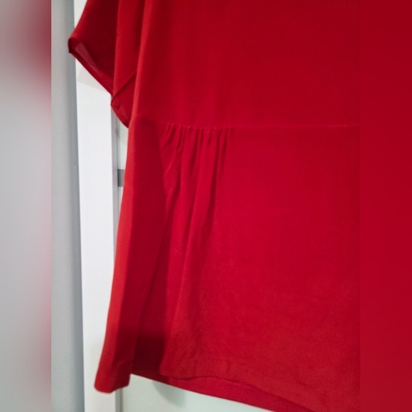 Weekend MaxMara Red Silk Peplum Short Sleeve T-Shirt - Picture 10 of 16